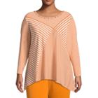 Alfred Dunner Still My Sunshine Asymmetrical Stripe Tee- Plus