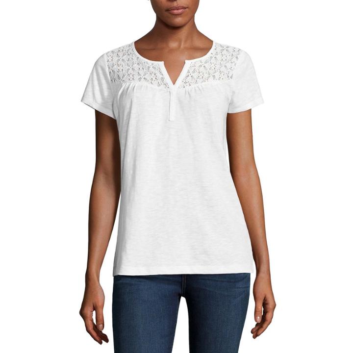 St. John's Bay Short Sleeve Y Neck T-shirt