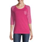 Us Polo Assn. 3/4 Sleeve Scoop Neck Stripe T-shirt-womens Juniors