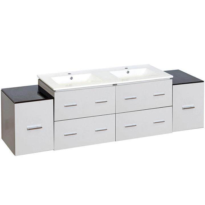74-in. W Wall Mount White Vanity Set For 1 Hole Drilling