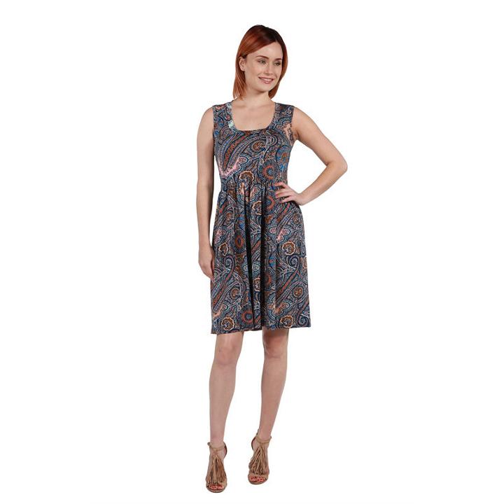 24seven Comfort Apparel Nicole Green Floral Dress- Plus