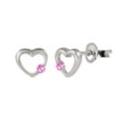 Lab Created Pink Sapphire 6.8mm Heart Stud Earrings