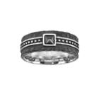 Mens Cubic Zirconia Black Stainless Steel Band