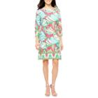 London Style 3/4 Sleeve Pattern Shift Dress