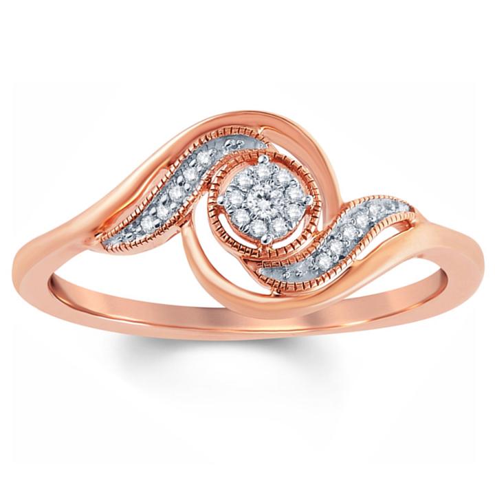 Womens Diamond Accent Genuine Round White Diamond 10k Gold Promise Ring