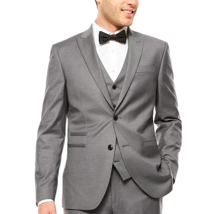 J.ferrar Stretch Gray Sharkskin Suit Jacket
