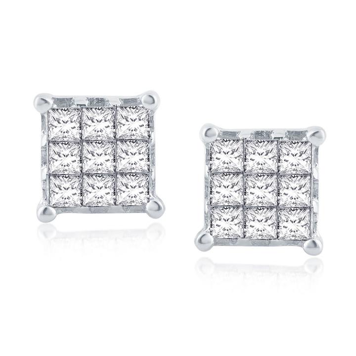 3/4 Ct. T.w. Genuine White Diamond 7.2mm Stud Earrings