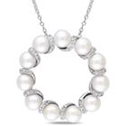 Womens 1/5 Ct. T.w. White Pearl Sterling Silver Pendant Necklace