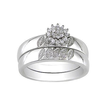 1/10 Ct. T.w. Diamond Bridal Ring Set, Sterling Silver