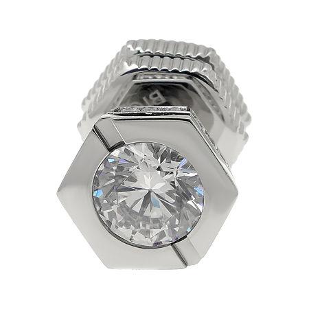 Mens Cubic Zirconia Stainless Steel Stud Earring