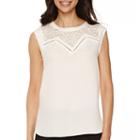 Worthington Sleeveless Contrast Yoke Top - Tall