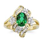 Lab-created Emerald And White Sapphire Cluster Ring