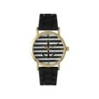 Olivia Pratt Womens Horizontal Stripe Anchor Emblem Dial Black Silicone Watch