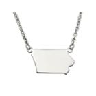 Personalized Sterling Silver Iowa Pendant Necklace