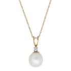 Womens Diamond Accent White Pearl 14k Gold Pendant Necklace