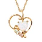 Black Hills Gold Landstroms Womens White Opal 10k Gold Pendant Necklace
