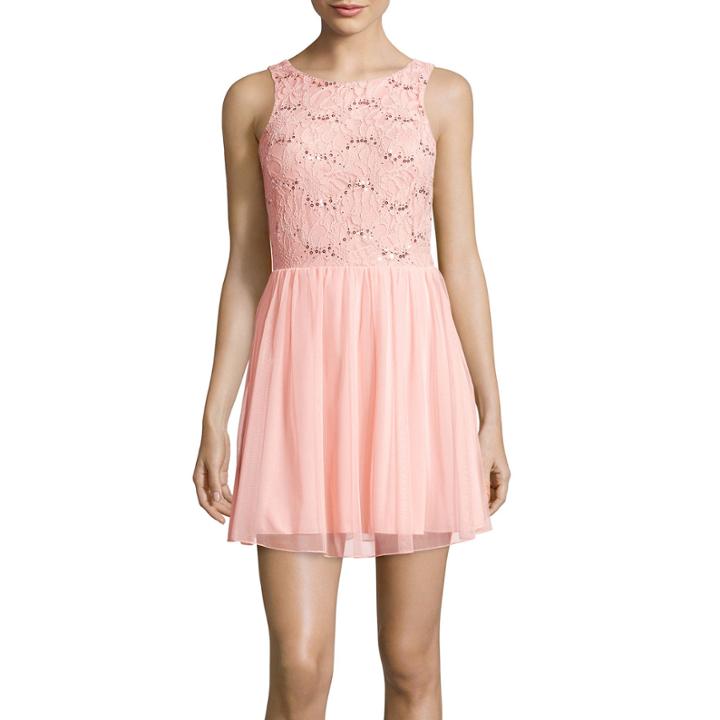 Speechless Sleeveless Lace Fit-and-flare Dress