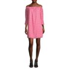 City Streets 3/4 Sleeve Gingham A-line Dress