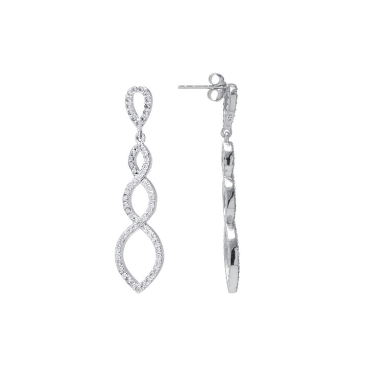 Cubic Zirconia Sterling Silver Double Helix Drop Earrings