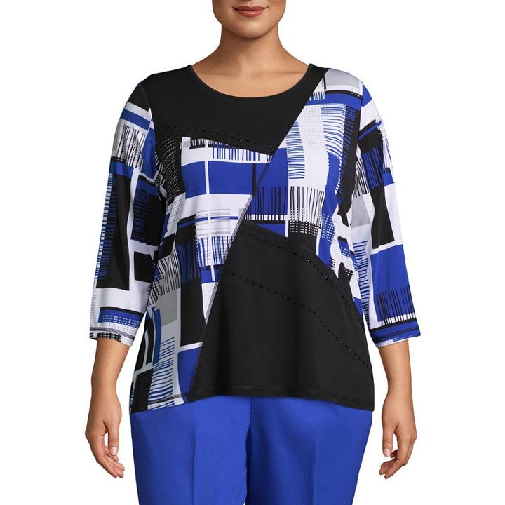Alfred Dunner Upper East Side Abstract Spliced Tee- Plus