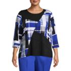 Alfred Dunner Upper East Side Abstract Spliced Tee- Plus