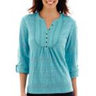 St. John's Bay 3/4-sleeve Lace Burnout Textured Henley