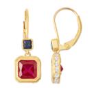 Lab-created Ruby & Sapphire 14k Gold Over Silver Leverback Earrings