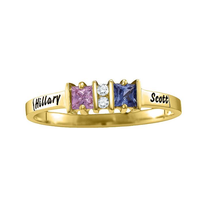 Womens Simulated Multi Color Stone 14k Gold Cocktail Ring