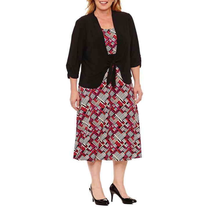 Perceptions Short Sleeve Jacket Dress-plus