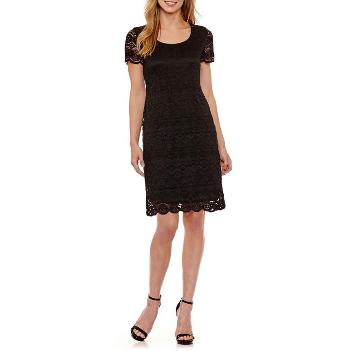 Ronni Nicole Short Sleeve Medallion Sheath Dress-petites