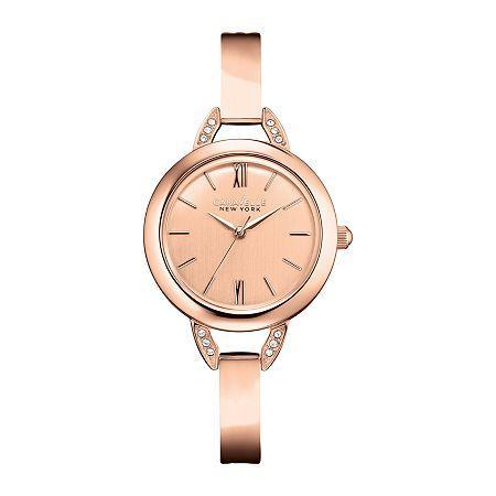 Caravelle New York Womens Rose-tone Bangle Watch
