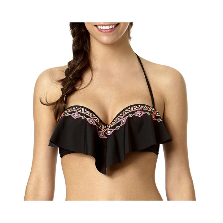 Arizona Wild Child Stamped Flounce Swim Top - Juniors