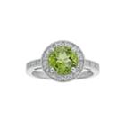 Genuine Peridot And Lab-created White Sapphire Round Sterling Silver Ring