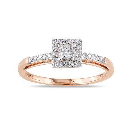 1/5 Ct. T.w. Diamond 10k Rose Gold Quad Princess Bridal Ring