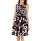 Danny & Nicole Sleeveless Belted Floral Print Fit-and-flare Dress