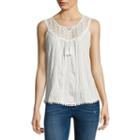 Almost Famous Sleeveless High Neck Woven Blouse-juniors