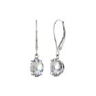 Round Lab-created White Sapphire 10k White Gold Earrings