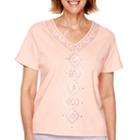 Alfred Dunner Sunrise Point Short-sleeve Center-embroidered Top - Petite