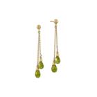 Genuine Green Peridot 14k Yellow Gold Two-stone Earrings