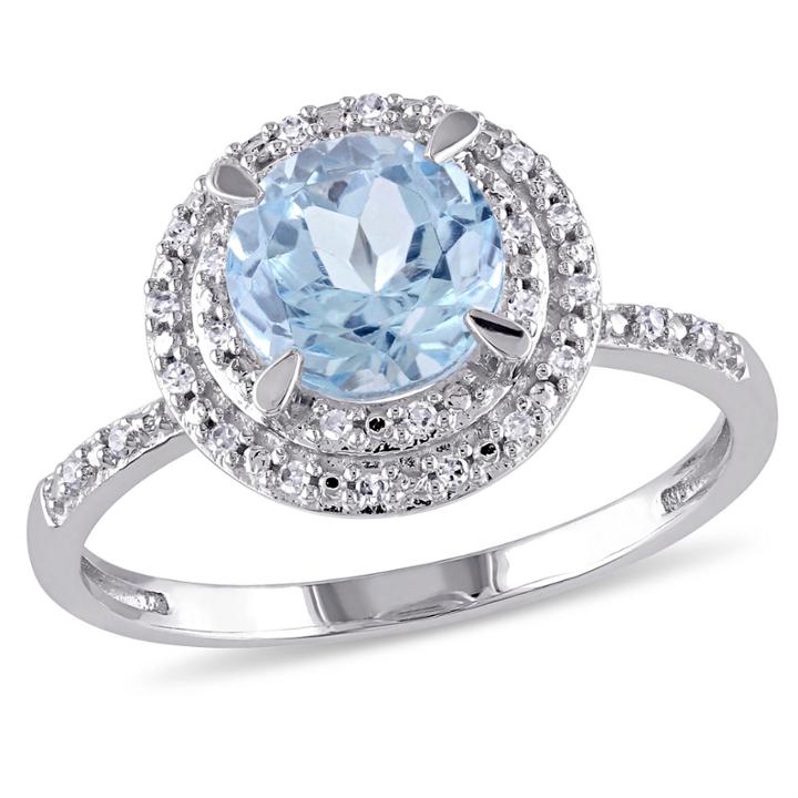 Womens Blue Topaz 10k Gold Engagement Ring