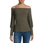 T.d.c Off The Shoulder Puff Sleeve Rib Top