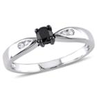 Womens 1/5 Ct. T.w. Color Enhanced Round Black Diamond Sterling Silver Promise Ring