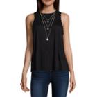 Self Esteem Sleeveless Jersey Blouse With Necklace-juniors