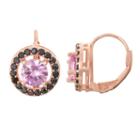 Lab-created Pink Sapphire & Genuine Black Spinel 14k Rose Gold Over Silver Leverback Earrings