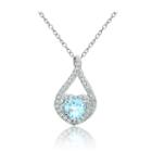 Womens Blue Topaz Sterling Silver Heart Pendant Necklace