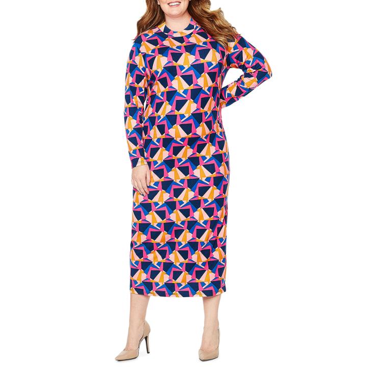 Tracee Ellis Ross For Jcp Kindness Long Sleeve Mock Neck Bodycon Dress - Plus