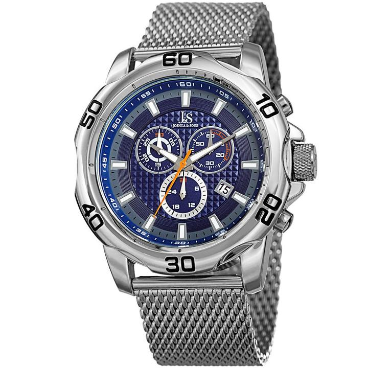 Joshua & Sons Mens Silver Tone Strap Watch-j-123ssbu