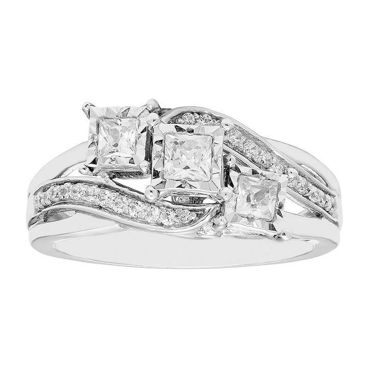 Love Lives Forever 1/2 Ct. T.w. Multi-shape White Diamond 10k Gold 3-stone Ring