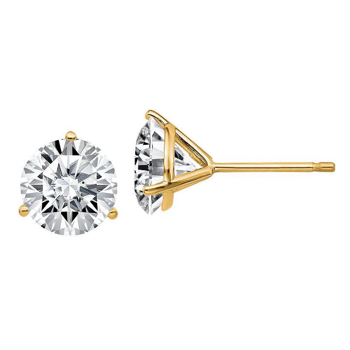 3 Ct. T.w. White Moissanite 14k Gold 7.5mm Round Stud Earrings