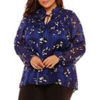Alyx Elbow Sleeve V Neck Chiffon Floral Blouse-plus